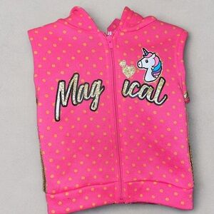 Angel Face 18M Enchanted Magical Unicorn Pink Polka Dot Sleeveless Jacket